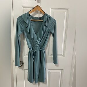 ✨ RARE Y2K Teal Ruffle Wrap Dress ✨ H&M Divided | Size 4 EUC